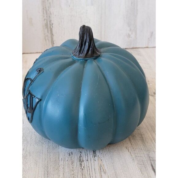 Dark blue spooky pumpkin Halloween fall prop decor home - Picture 6 of 7